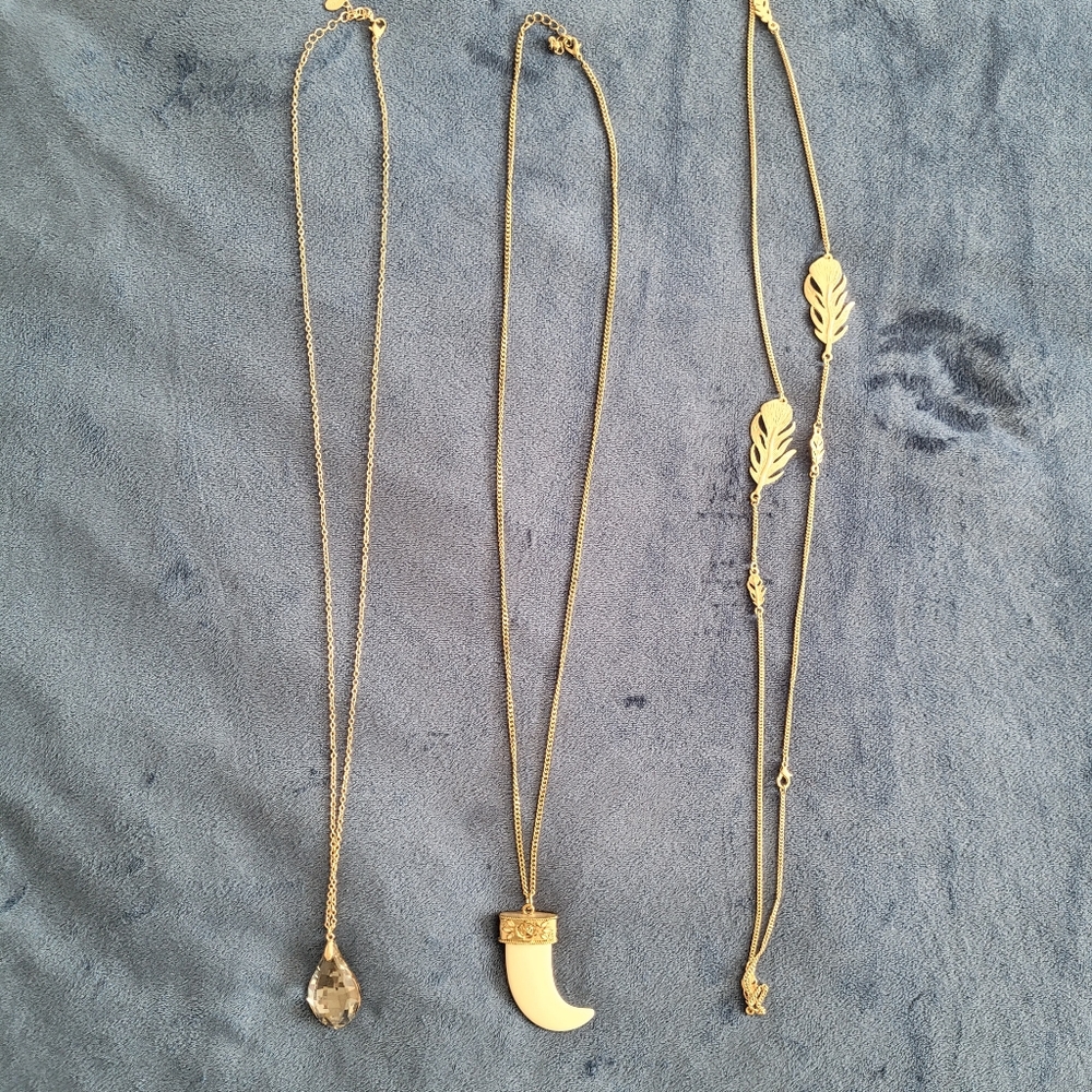 Bundle of Long Gold Boho Necklaces